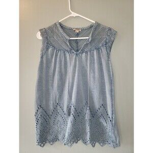 Lucky Brand Womens Size Medium Chambray Sleeveless Top